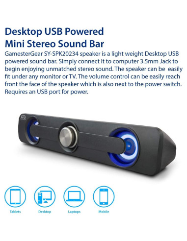 Barra de Sonido Multimedia USB GamesterGear SY-SPK20234 2.5W