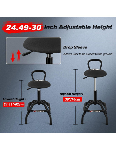 Taburete de Trabajo Mecánico Ajustable FreekyFit D03-B Negro