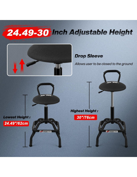 Taburete de Trabajo Mecánico Ajustable FreekyFit D03-B Negro Taburete de Trabajo Mecánico Ajustable FreekyFit D03-B Negro