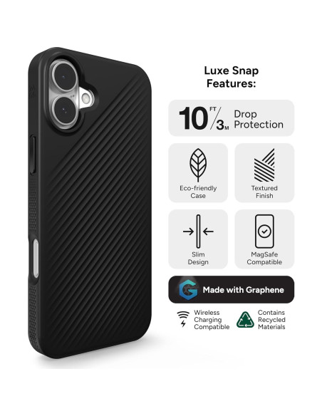 Funda ZAGG Luxe Snap para iPhone 16 Plus - Carga Inalámbrica, Protección 3m, Ecológica Funda ZAGG Luxe Snap para iPhone 16 Plus - Carga Inalámbrica, Protección 3m, Ecológica