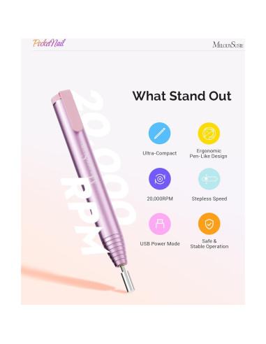 Taladro de Uñas Portátil MelodySusie PC100G Oro Rosa con Aceite