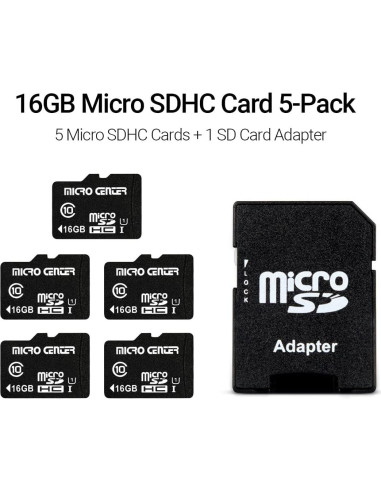 Micro SDHC 16GB Clase 10 Inland - 5 Paquete con Adaptador