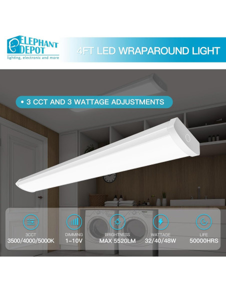Lámpara de Techo LED 4FT Elephant Depot, 3 CCT, 5520 Lúmenes Lámpara de Techo LED 4FT Elephant Depot, 3 CCT, 5520 Lúmenes