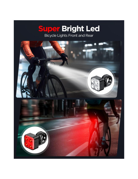 Conjunto de luces LED recargables AKALE para bicicleta IPX4 Conjunto de luces LED recargables AKALE para bicicleta IPX4