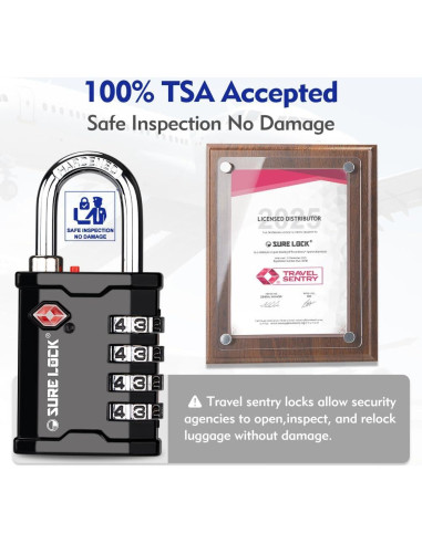 Candado de Combinación TSA SURE LOCK 17067 Negro 4 Dígitos