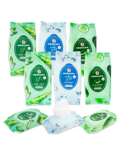Toallitas Desmaquillantes Coreanas 180 Unidades - Colágeno, Pepino, Aloe Vera