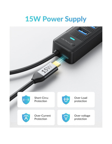 Hub USB 3.0 PHIXERO 7 Puertos con Cable de 1m para PC