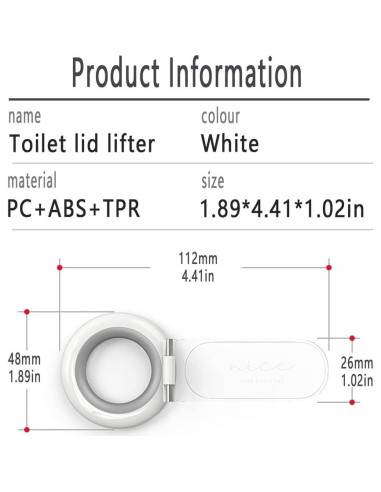 Elevador de Tapa de Inodoro Wsaduop Blanco Plegable 2 Piezas