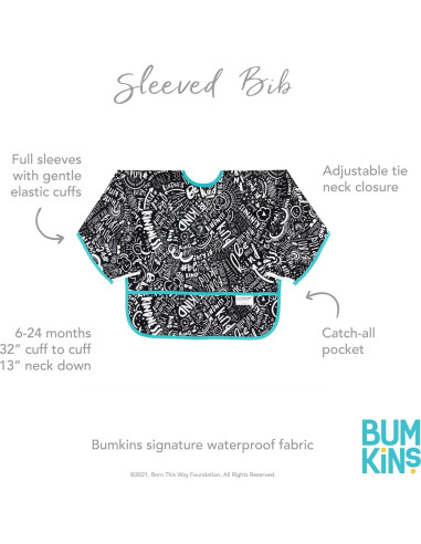 Babero de Mangas Bumkins para Bebés 6-24 Meses - Impermeable