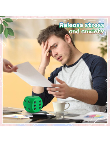 6 Dados de Espuma Jumbo Coloridos 10 cm para Alivio de Estrés