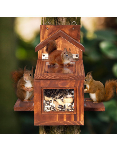 Comedero para Ardillas MIXUMON de Madera 29.5x16.5cm