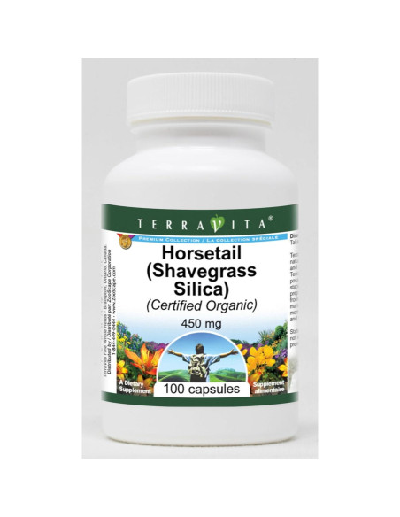 Cola de Caballo Orgánico Certificado TerraVita 450 mg 100 Cápsulas Cola de Caballo Orgánico Certificado TerraVita 450 mg 100 Cápsulas