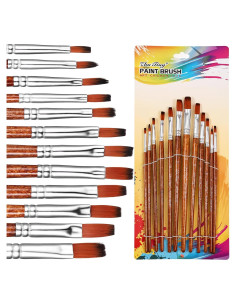 Juego de 12 Pinceles Planos Giantree de Nylon para Pintura