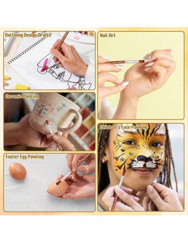 Juego de 12 Pinceles Planos Giantree de Nylon para Pintura