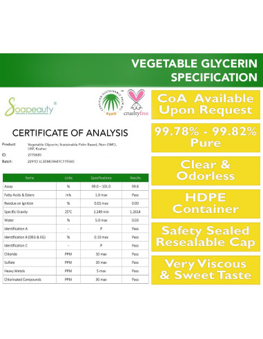 Glicerina Vegetal Soapeauty 100% Pura 0.95 L para Jabón y Piel
