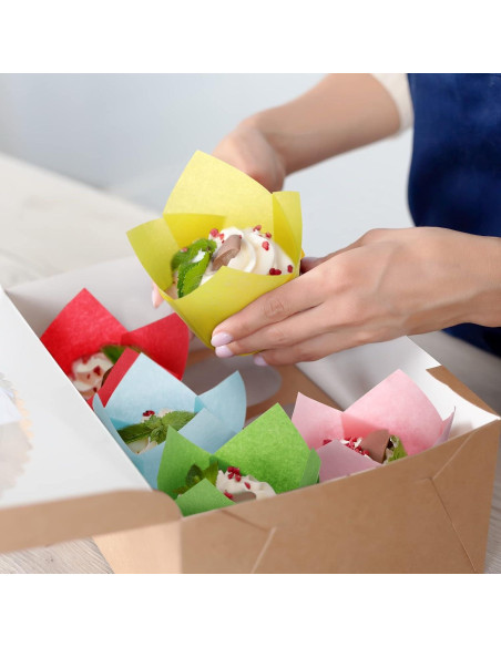 600 Forros de Cupcake Tulipanes Gandeer Coloridos 85g 600 Forros de Cupcake Tulipanes Gandeer Coloridos 85g
