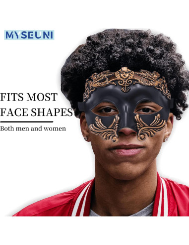 Máscara Veneciana de Medio Rostro MYSEUNI para Hombres - Brass Antiguo