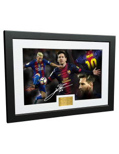 Foto Autografiada Lionel Messi 12x8 A4 - Barcelona - Marco Negro