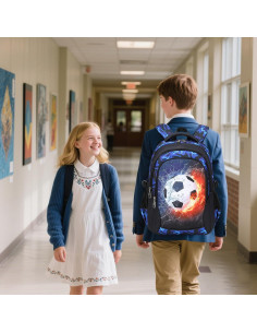 Mochila Escolar Jumpopack Azul Fútbol Niños 25L 39.9x30x15.7cm 2