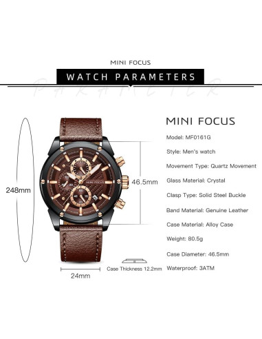Reloj de Hombre MF MINI FOCUS Cuero Luminiscente 47mm