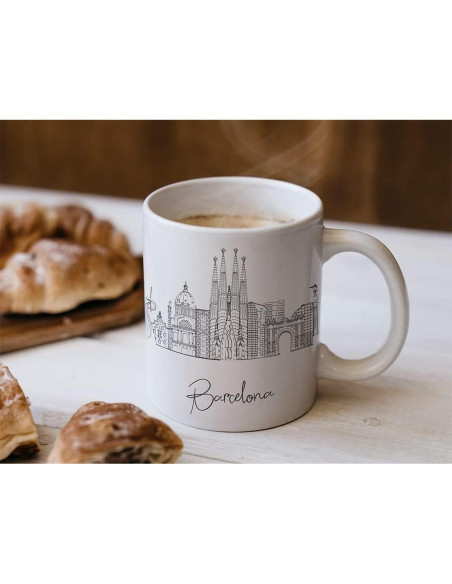 Taza de Cerámica Blanca 11oz TJ Originals Skyline Barcelona Taza de Cerámica Blanca 11oz TJ Originals Skyline Barcelona