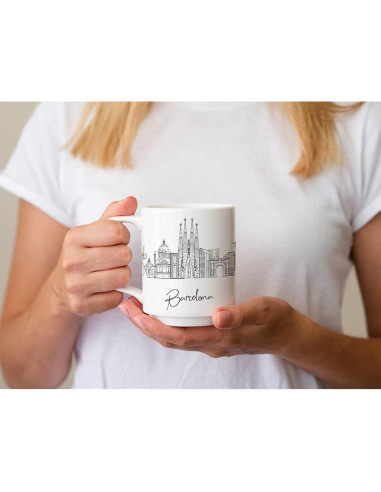 Taza de Cerámica Blanca 11oz TJ Originals Skyline Barcelona