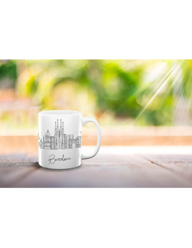 Taza de Cerámica Blanca 11oz TJ Originals Skyline Barcelona