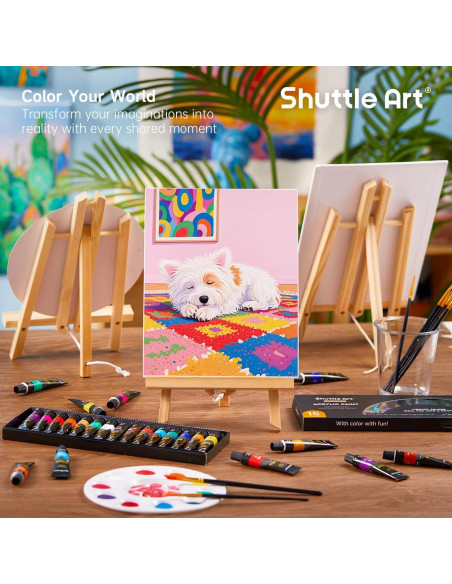 Juego de Pintura Acrílica Shuttle Art 87 Pack con Lienzos y Pinceles Juego de Pintura Acrílica Shuttle Art 87 Pack con Lienzos y Pinceles