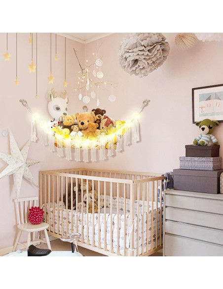 Hamaca de Macramé CERETIA para Animales de Peluche con Luz LED Hamaca de Macramé CERETIA para Animales de Peluche con Luz LED