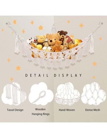 Hamaca de Macramé CERETIA para Animales de Peluche con Luz LED Hamaca de Macramé CERETIA para Animales de Peluche con Luz LED