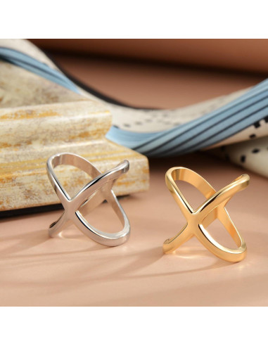 Anillo de Bufanda SYWDUDUCLT para Mujer - Oro y Plata - 2 Pcs