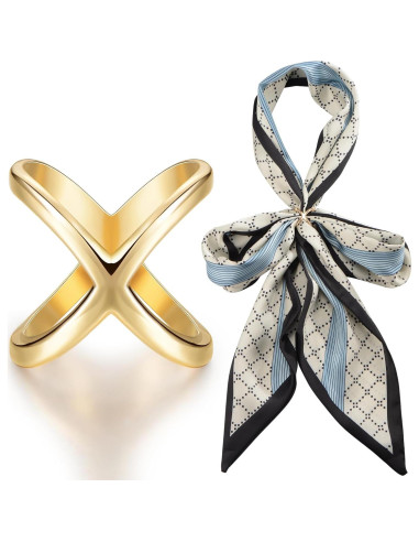 Anillo de Bufanda SYWDUDUCLT para Mujer - Oro y Plata - 2 Pcs
