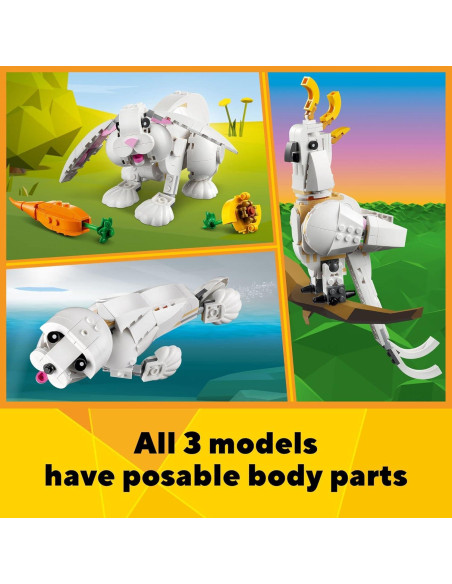 LEGO Creator 3 en 1 Conejo Blanco 31133 - Juguete STEM 258 Piezas LEGO Creator 3 en 1 Conejo Blanco 31133 - Juguete STEM 258 Piezas