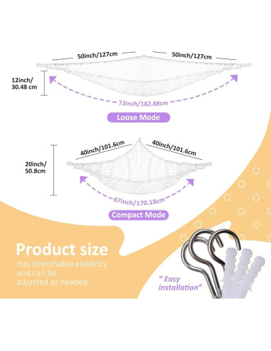 Hamaca de Almacenamiento para Juguetes Lazebox 182x127cm Blanca
