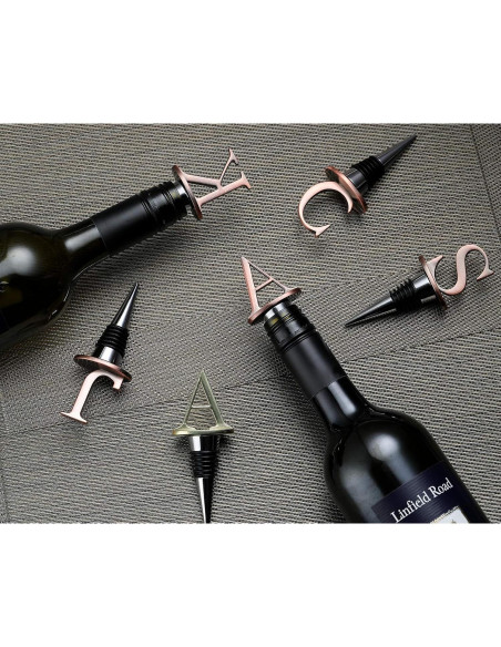 Tapones de Vino Reutilizables SANDAO Letras A Acero Inoxidable Tapones de Vino Reutilizables SANDAO Letras A Acero Inoxidable