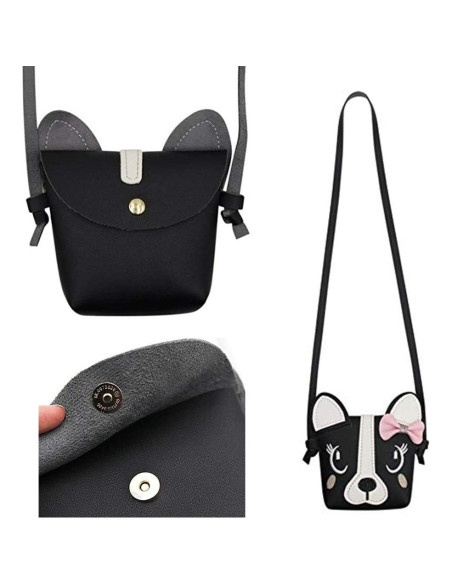 Mochila de Hombro para Niña Jienclound con Diseño de Perro - Negro Mochila de Hombro para Niña Jienclound con Diseño de Perro - Negro