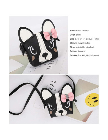 Mochila de Hombro para Niña Jienclound con Diseño de Perro - Negro