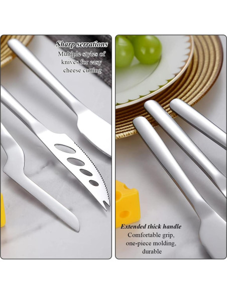 Juego de cuchillos para queso Kyraton 3 piezas acero inoxidable Juego de cuchillos para queso Kyraton 3 piezas acero inoxidable