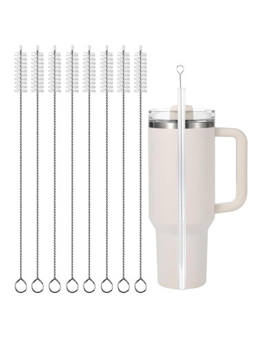 Set de 8 Cepillos Limpiadores para Popotes YINCL - Acero Inoxidable