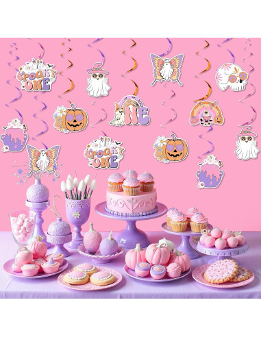Decoraciones de Cumpleaños Halloween Niña 1er Cumpleaños Funmemoir - 24 Espirales Colgantes