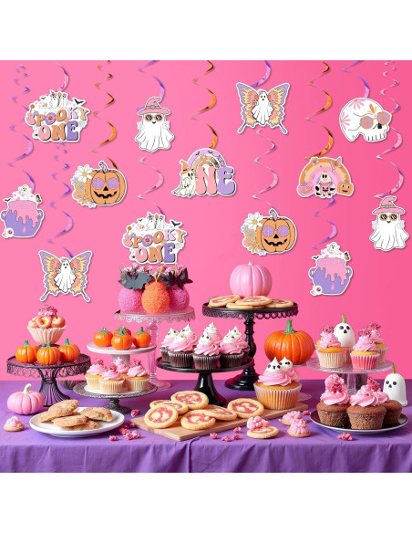 Decoraciones de Cumpleaños Halloween Niña 1er Cumpleaños Funmemoir - 24 Espirales Colgantes Decoraciones de Cumpleaños Halloween Niña 1er Cumpleaños Funmemoir - 24 Espirales Colgantes