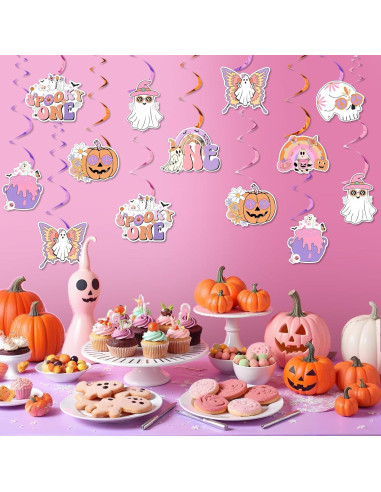 Decoraciones de Cumpleaños Halloween Niña 1er Cumpleaños Funmemoir - 24 Espirales Colgantes