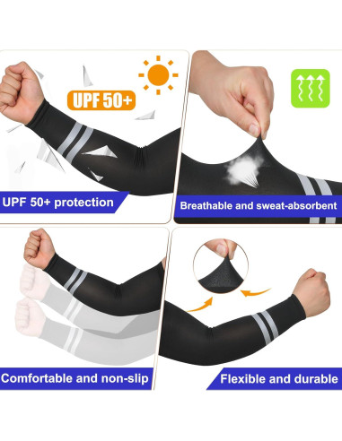 Mangas de Protección Solar UV SATINIOR 6 Pares para Deportes