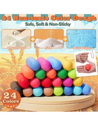 Juego de Masa de Color Crelloci para Pizza y Hamburguesas 24 Colores