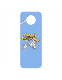 Cartel de Plástico para Perilla de Puerta Pinky y Cerebro - 24x8.9cm