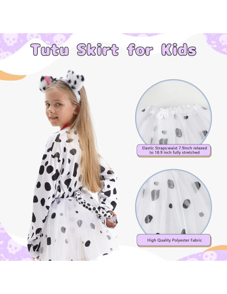 Disfraz de Dálmata para Niños - Camiseta, Tutu y Accesorios Disfraz de Dálmata para Niños - Camiseta, Tutu y Accesorios
