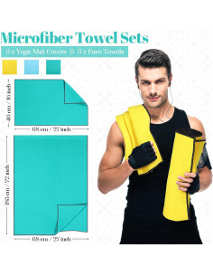 Toallas de Yoga Peryiter 6 Piezas Microfibra Antideslizantes 2