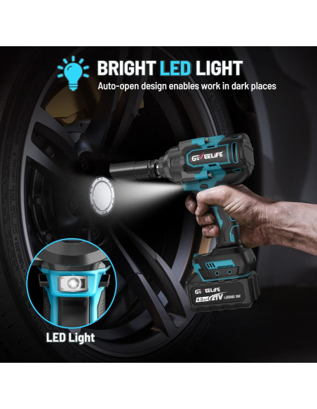 Llave de Impacto Inalámbrica GEVEELIFE 1200N.m 1/2" con 2 Baterías Llave de Impacto Inalámbrica GEVEELIFE 1200N.m 1/2" con 2 Baterías