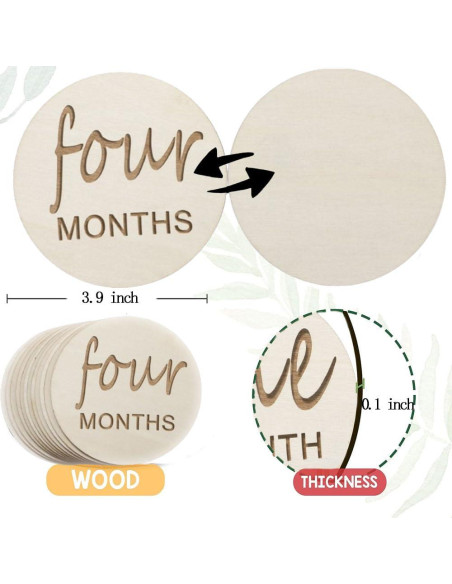 Discos de Hitos Mensuales de Madera para Bebés - 12 Meses Discos de Hitos Mensuales de Madera para Bebés - 12 Meses