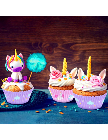Forros de Cupcake Desechables ASTARON 200 Pcs Rosa y Púrpura